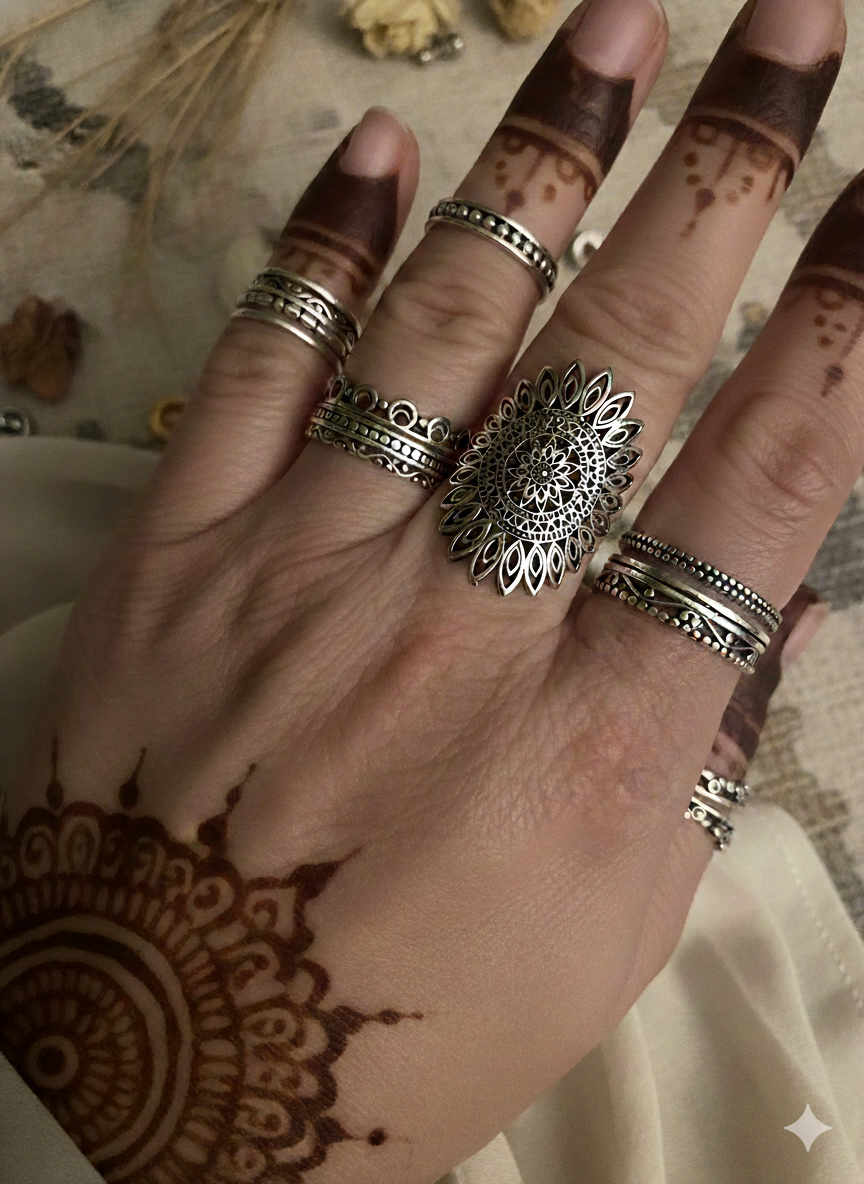 Mandala Silver Ring