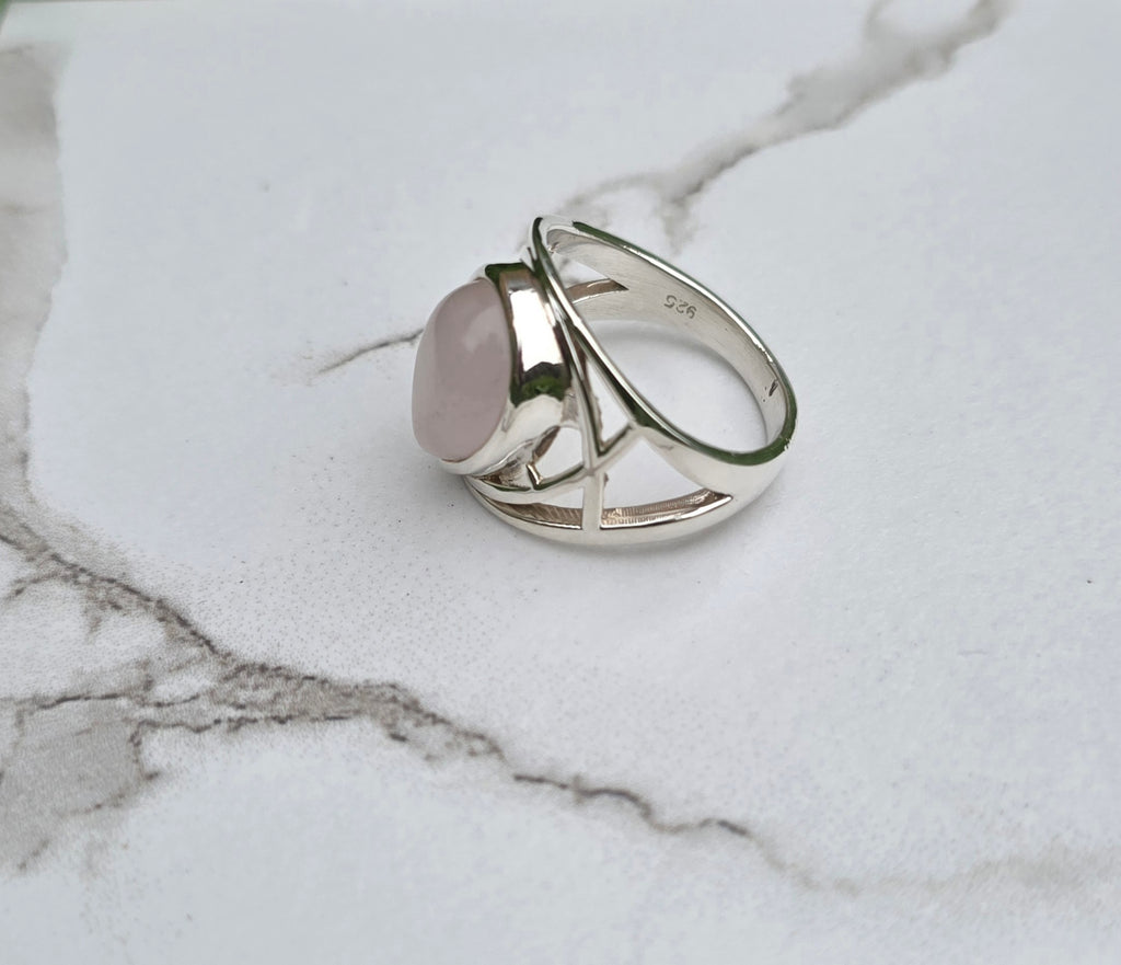 Tear Drop Rose Quartz Ring