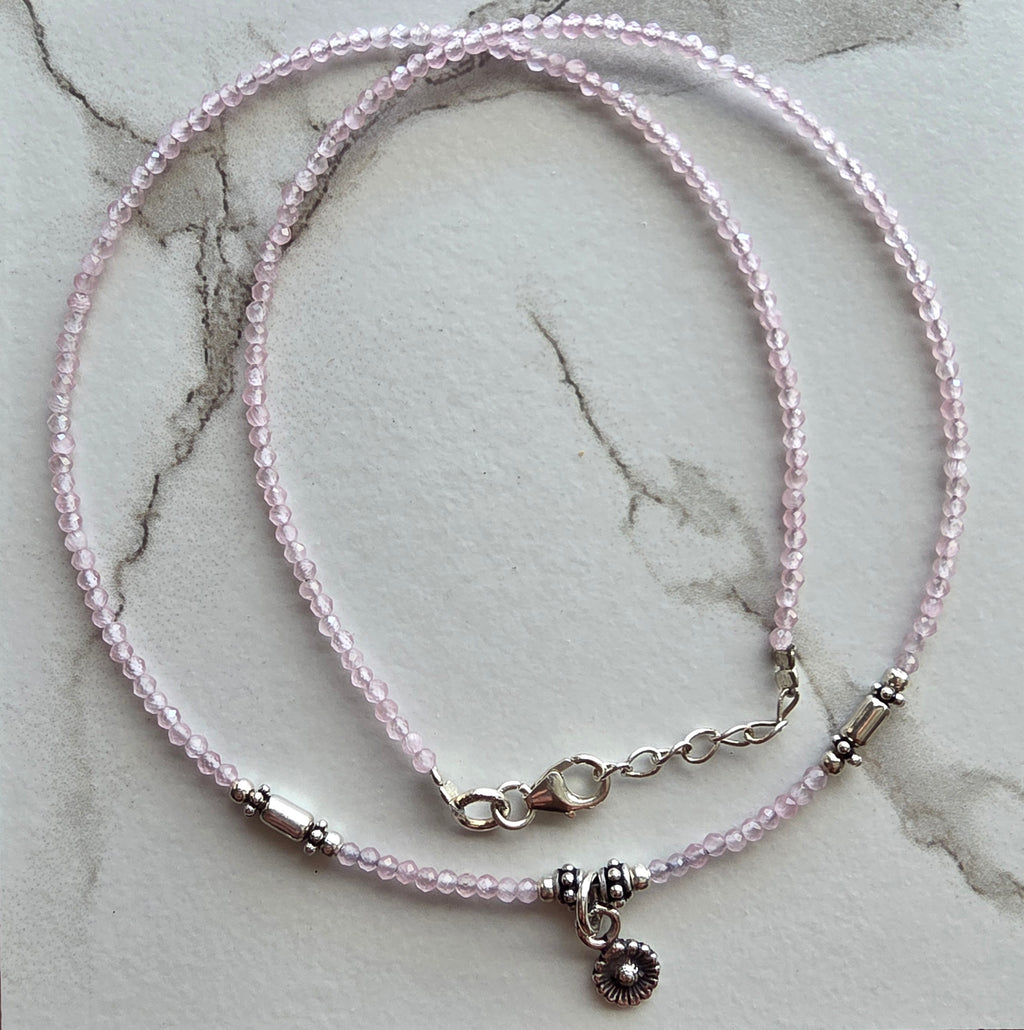 Rose Quartz Necklace with Charm