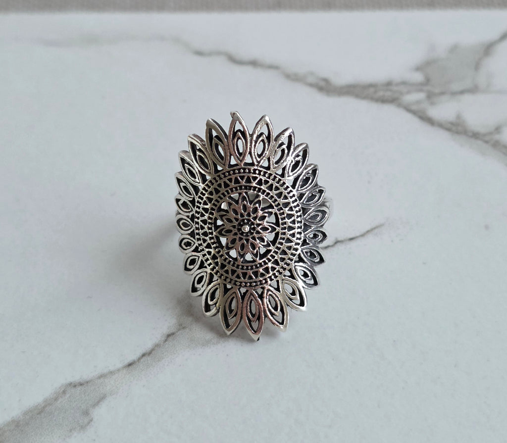 Mandala Silver Ring