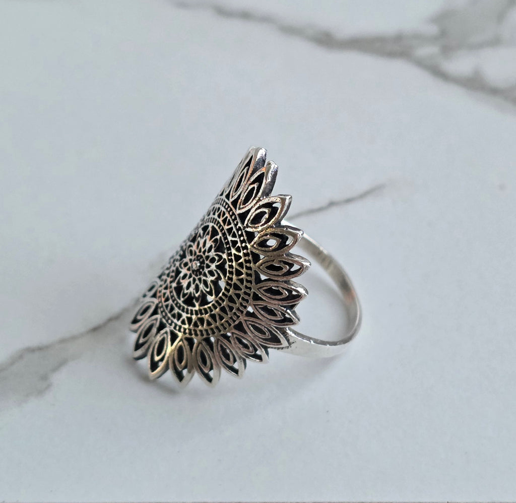 Mandala Silver Ring