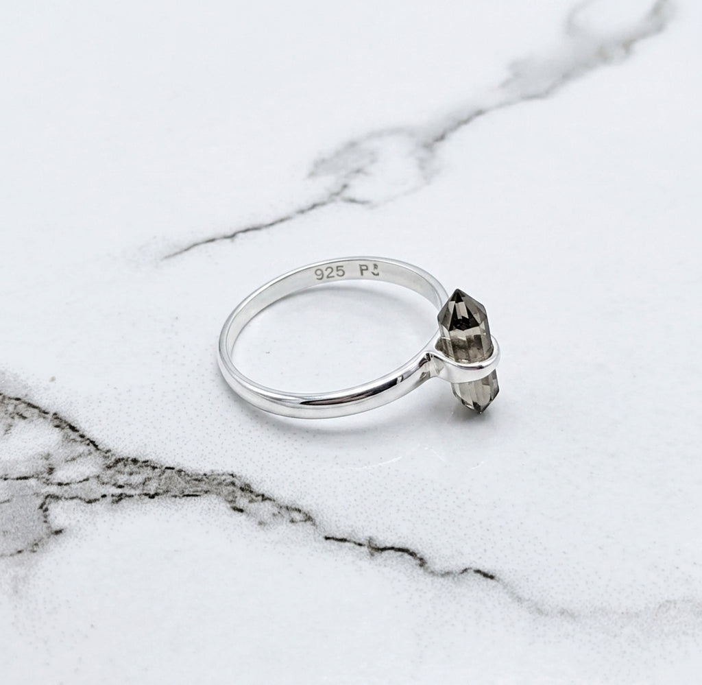 Double Terminated Silver Gemstone Ring