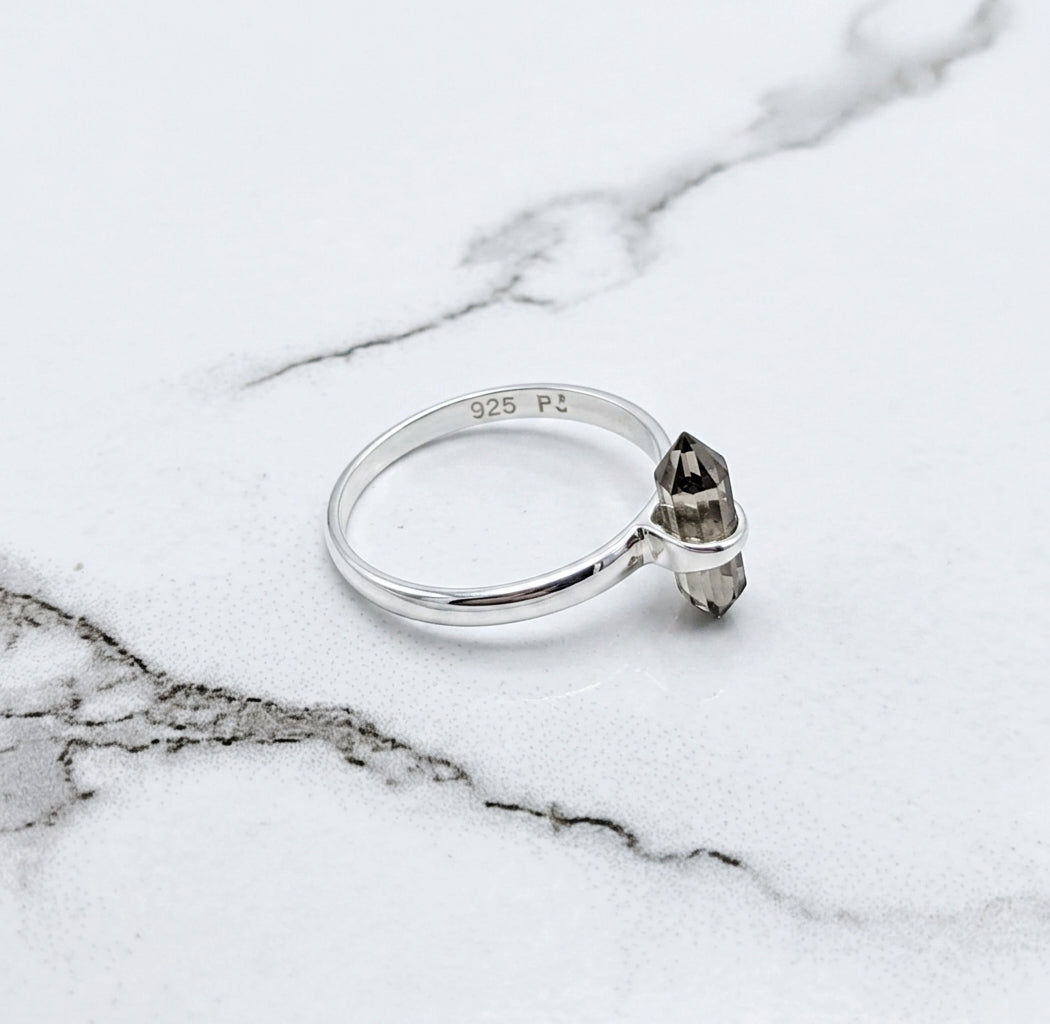 Double Terminated Silver Gemstone Ring