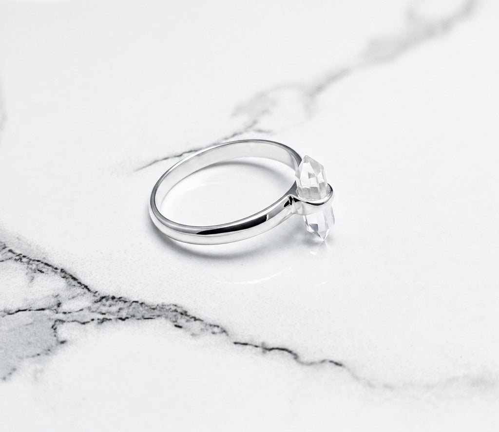 Double Terminated Silver Gemstone Ring