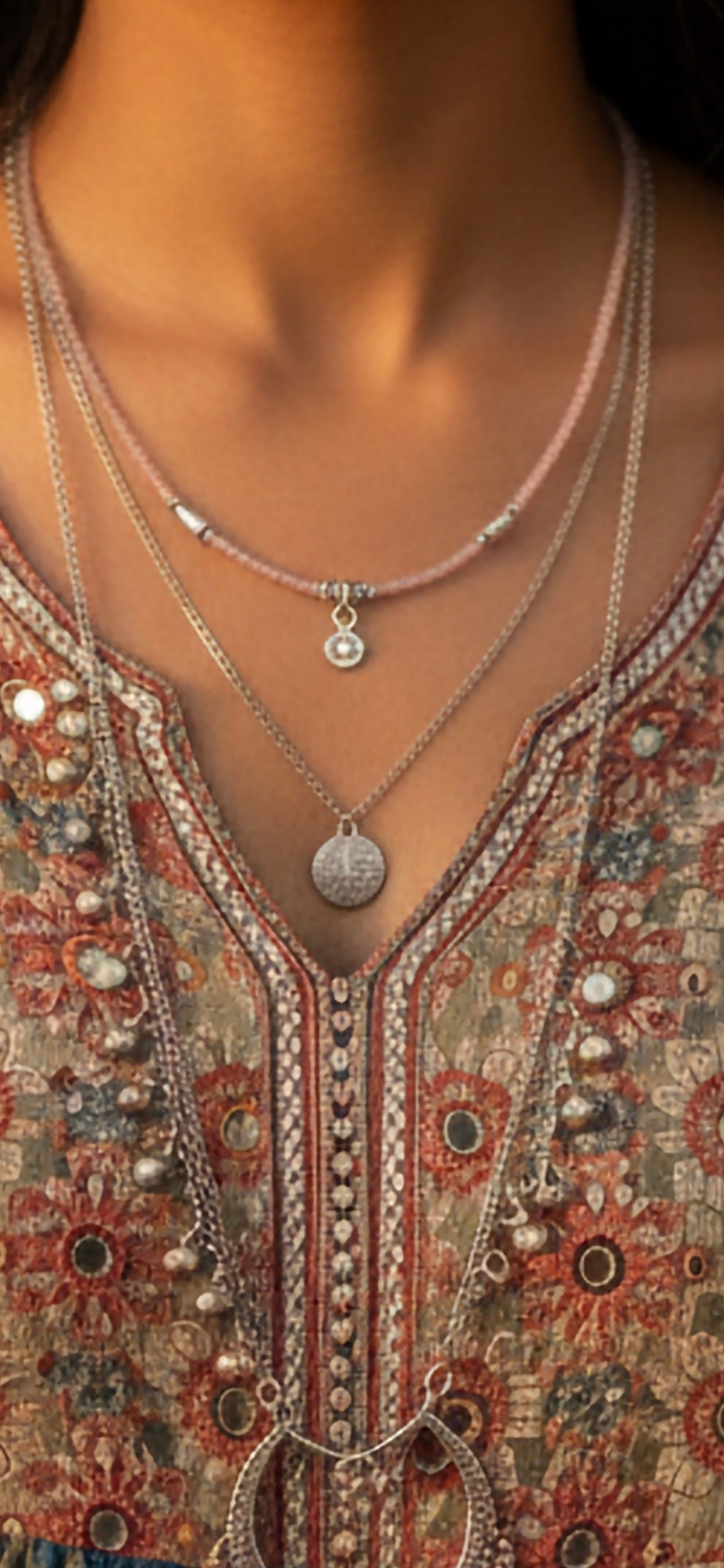 Rose Quartz Necklace with Charm