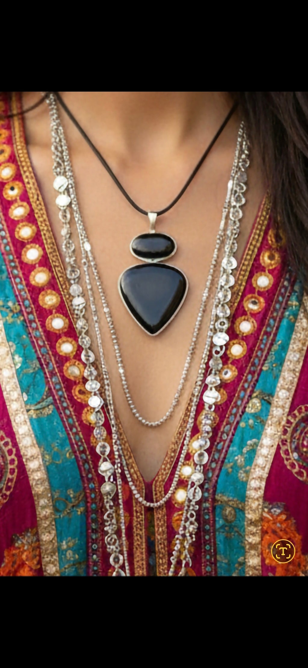 Dual Black Onyx Pendant
