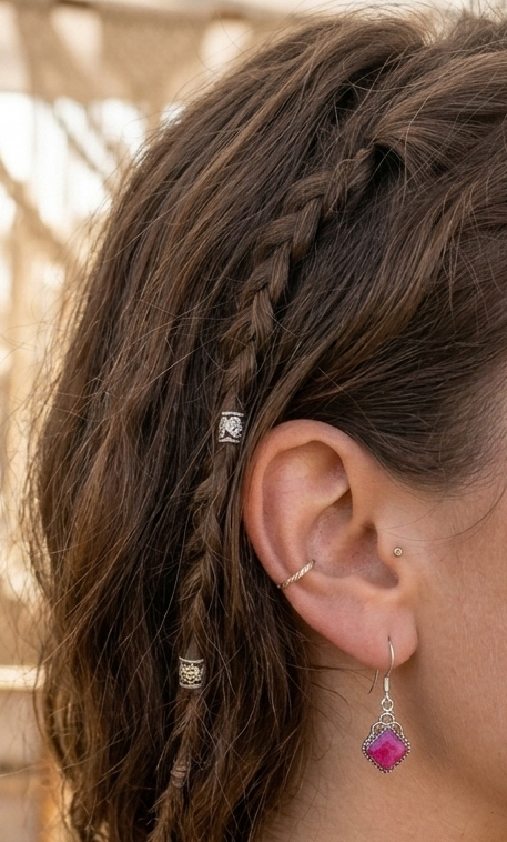 Sterling Silver Indian Ruby Earrings