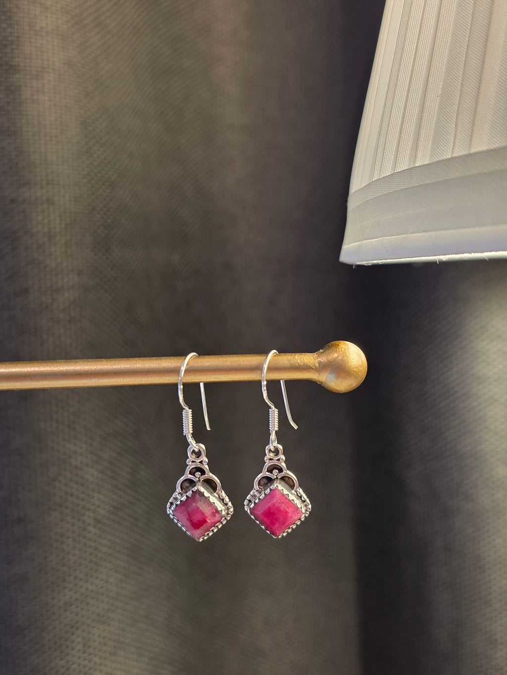 Sterling Silver Indian Ruby Earrings