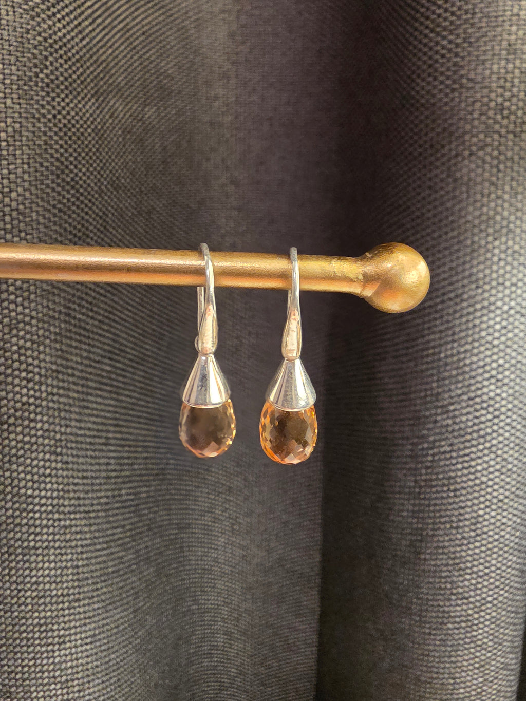 Citrine facetted water drop earrings